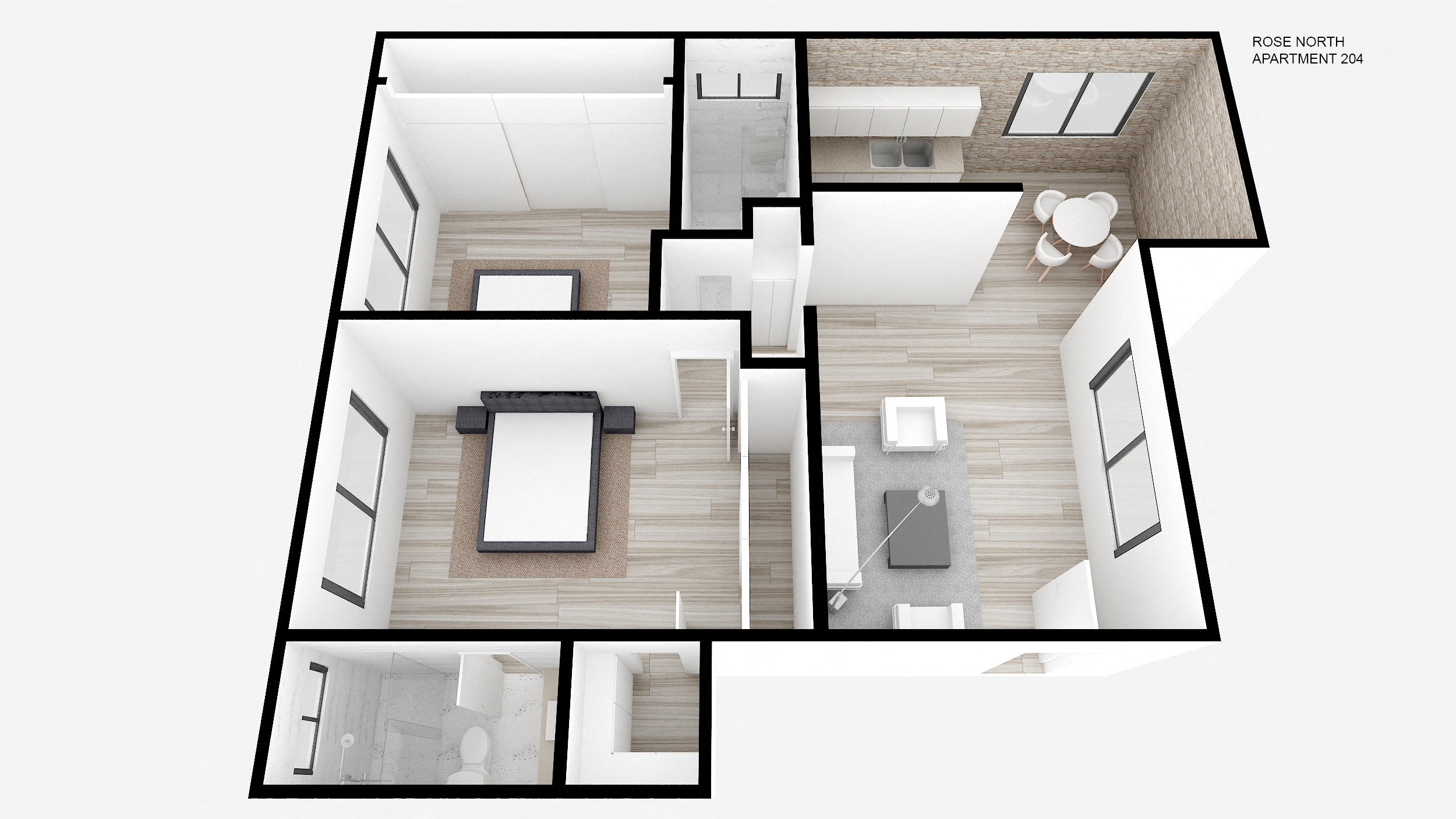 Floor plan for 2 beds, 2 baths, 924 sqft